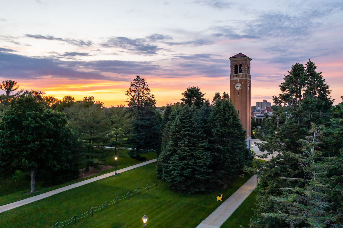 Campus scene with campanile